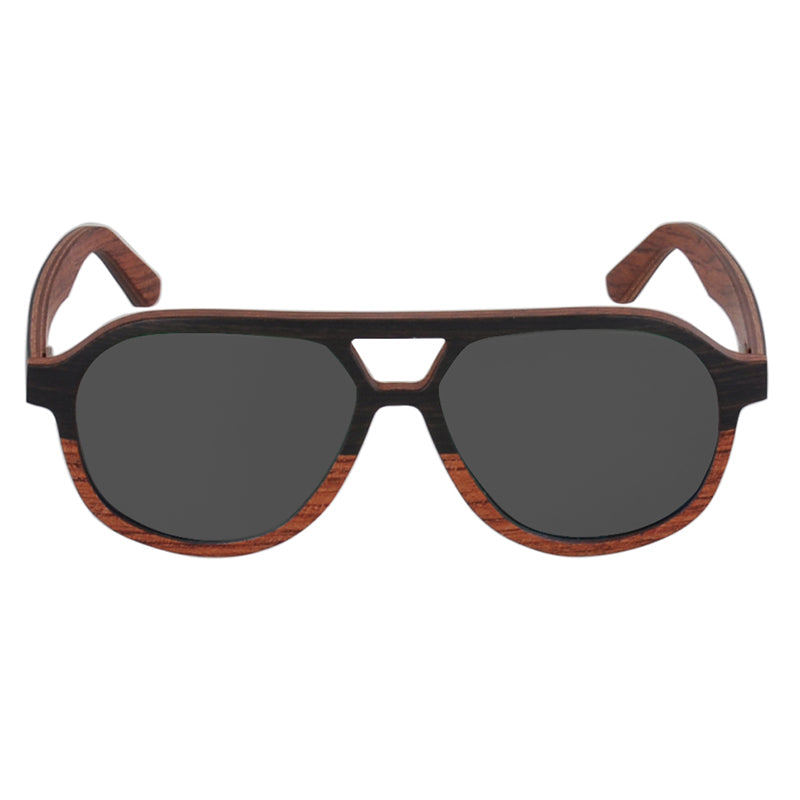 Layered Wood Aviator Polarized Sunglasses - Cool Style Wooden Sun Glasses