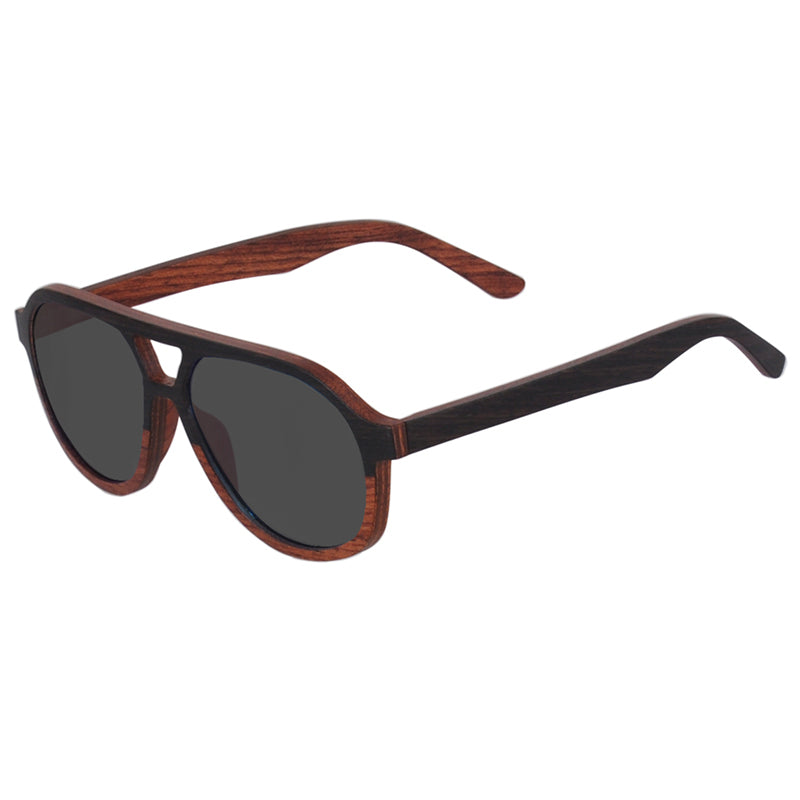 Layered Wood Aviator Polarized Sunglasses - Cool Style Wooden Sun Glasses