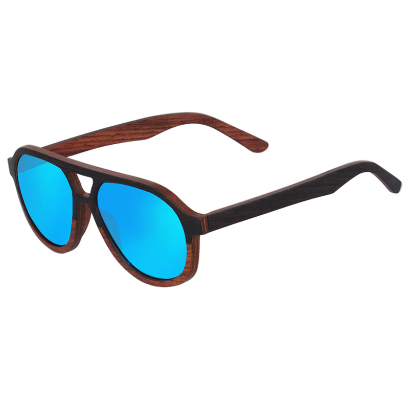 Layered Wood Aviator Polarized Sunglasses - Cool Style Wooden Sun Glasses