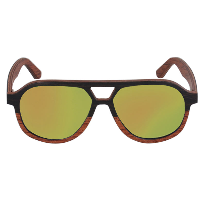 Layered Wood Aviator Polarized Sunglasses - Cool Style Wooden Sun Glasses