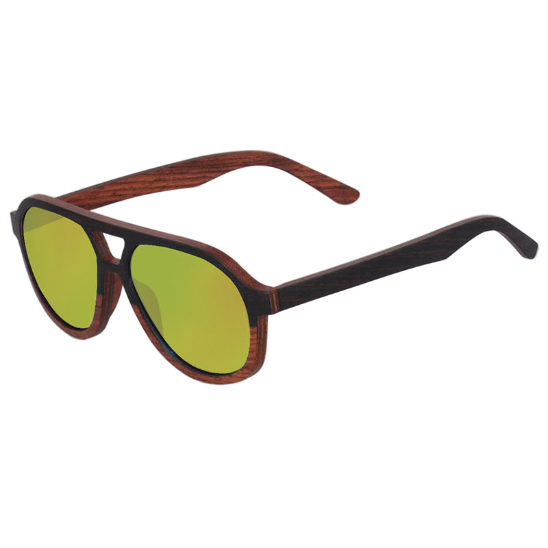 Layered Wood Aviator Polarized Sunglasses - Cool Style Wooden Sun Glasses