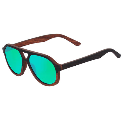 Layered Wood Aviator Polarized Sunglasses - Cool Style Wooden Sun Glasses