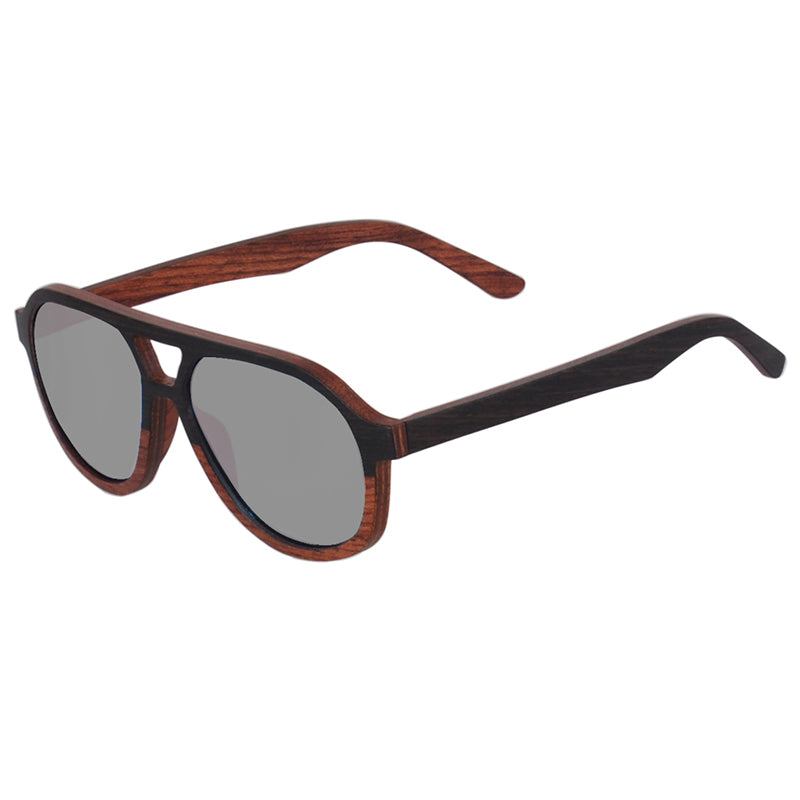 Layered Wood Aviator Polarized Sunglasses - Cool Style Wooden Sun Glasses