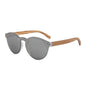 Round Reflective Wood Sunglasses For Women & Men with Special One Piece Style Polarized Lens