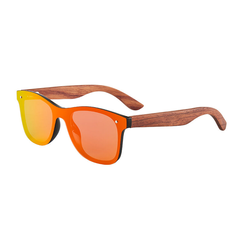 One Piece Stylish Mirrored Wooden Sunglasses Polarized Shades For Men Women Driving Shades