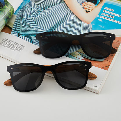 One Piece Stylish Mirrored Wooden Sunglasses Polarized Shades For Men Women Driving Shades