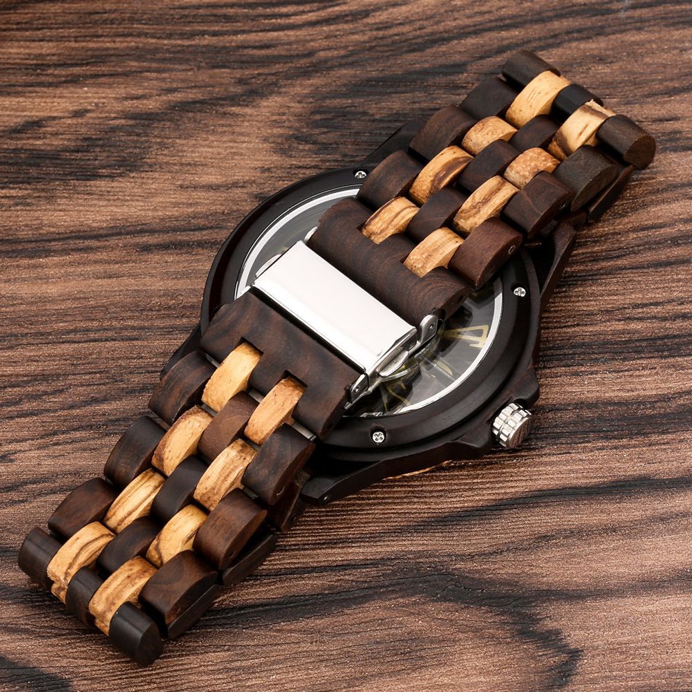 Amazon New New Concept Fashion Walnut Hollow Transparent Wooden Watch Men's Quartz Casual Watch L002R