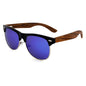 Real Ebony Wood Temple Semi Rimless Sunglasses with Polarized Lenses