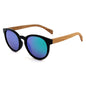 Round Wood Polarized Sunglasses For Men Women Retro Wooden Temple Glasses UV400
