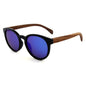 Round Wood Polarized Sunglasses For Men Women Retro Wooden Temple Glasses UV400