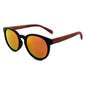 Round Wood Polarized Sunglasses For Men Women Retro Wooden Temple Glasses UV400